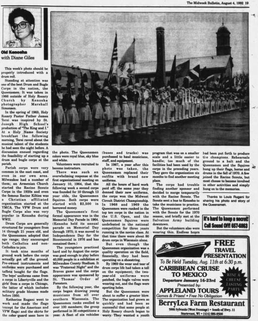 Holy Rosary Queensmen Kenosha news article 1992